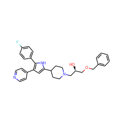 O[C@@H](COCc1ccccc1)CN1CCC(c2cc(-c3ccncc3)c(-c3ccc(F)cc3)[nH]2)CC1 ZINC000028528050