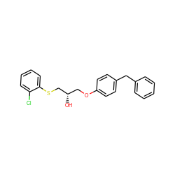 O[C@@H](COc1ccc(Cc2ccccc2)cc1)CSc1ccccc1Cl ZINC000084713826