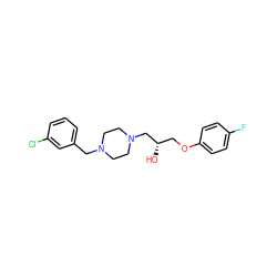 O[C@@H](COc1ccc(F)cc1)CN1CCN(Cc2cccc(Cl)c2)CC1 ZINC000071816660