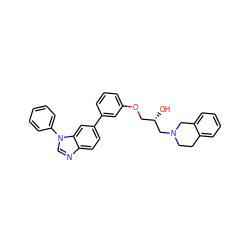 O[C@@H](COc1cccc(-c2ccc3ncn(-c4ccccc4)c3c2)c1)CN1CCc2ccccc2C1 ZINC000218390994