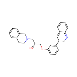 O[C@@H](COc1cccc(-c2cnc3ccccc3c2)c1)CN1CCc2ccccc2C1 ZINC000218390449