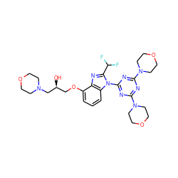 O[C@@H](COc1cccc2c1nc(C(F)F)n2-c1nc(N2CCOCC2)nc(N2CCOCC2)n1)CN1CCOCC1 ZINC000096271518