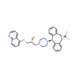 O[C@@H](COc1cccc2ncccc12)CN1CCN([C@@H]2c3ccccc3[C@@H]3[C@H](c4ccccc42)C3(Cl)Cl)CC1 ZINC000101178997