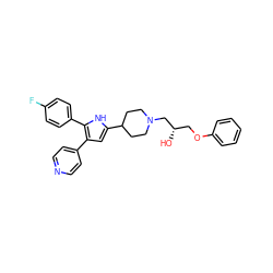 O[C@@H](COc1ccccc1)CN1CCC(c2cc(-c3ccncc3)c(-c3ccc(F)cc3)[nH]2)CC1 ZINC000028528882