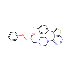 O[C@@H](COc1ccccc1)CN1CCN(c2ncnc3scc(-c4ccc(F)cc4)c23)CC1 ZINC000064539744