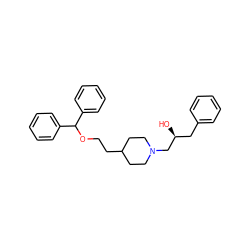 O[C@@H](Cc1ccccc1)CN1CCC(CCOC(c2ccccc2)c2ccccc2)CC1 ZINC000013683629