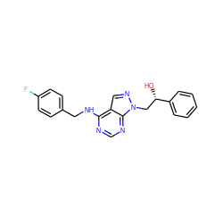 O[C@@H](Cn1ncc2c(NCc3ccc(F)cc3)ncnc21)c1ccccc1 ZINC000013682917