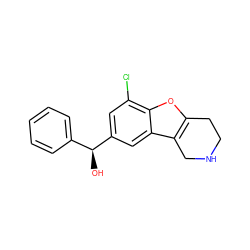 O[C@@H](c1ccccc1)c1cc(Cl)c2oc3c(c2c1)CNCC3 ZINC000143329992