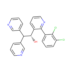 O[C@@H](c1cccnc1-c1cccc(Cl)c1Cl)C(c1cccnc1)c1cccnc1 ZINC000043153055