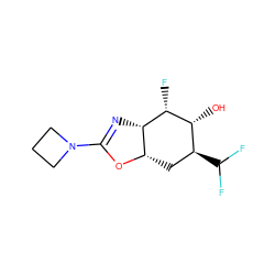 O[C@@H]1[C@@H](C(F)F)C[C@@H]2OC(N3CCC3)=N[C@@H]2[C@@H]1F ZINC000149013807