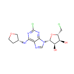 O[C@@H]1[C@@H](CCl)O[C@@H](n2cnc3c(N[C@@H]4CCOC4)nc(Cl)nc32)[C@@H]1O ZINC001772610885