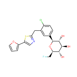 O[C@@H]1[C@@H](CF)O[C@@H](c2ccc(Cl)c(Cc3ncc(-c4ccco4)s3)c2)[C@H](O)[C@H]1O ZINC000066251961