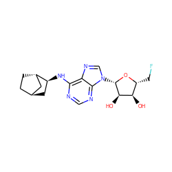 O[C@@H]1[C@@H](CF)O[C@@H](n2cnc3c(N[C@H]4C[C@H]5CC[C@H]4C5)ncnc32)[C@@H]1O ZINC000101150228