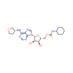 O[C@@H]1[C@@H](COC(=S)NC2CCCCC2)O[C@@H](n2cnc3c(N[C@@H]4CCOC4)ncnc32)[C@@H]1O ZINC000013589093