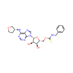 O[C@@H]1[C@@H](COC(=S)NCc2ccccc2)O[C@@H](n2cnc3c(N[C@@H]4CCOC4)ncnc32)[C@@H]1O ZINC000013589095