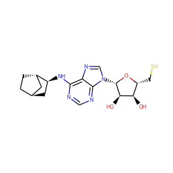 O[C@@H]1[C@@H](CS)O[C@@H](n2cnc3c(N[C@H]4C[C@H]5CC[C@H]4C5)ncnc32)[C@@H]1O ZINC000101144418