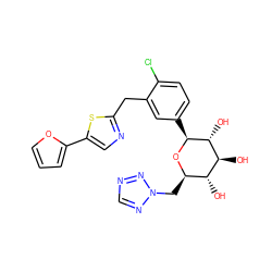 O[C@@H]1[C@@H](Cn2ncnn2)O[C@@H](c2ccc(Cl)c(Cc3ncc(-c4ccco4)s3)c2)[C@H](O)[C@H]1O ZINC000066259772