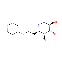 O[C@@H]1[C@@H](O)[C@@H](CCSC2CCCCC2)NC[C@H]1O ZINC000084652661