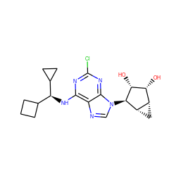 O[C@@H]1[C@H](O)[C@@H]2C[C@@H]2[C@H]1n1cnc2c(N[C@@H](C3CCC3)C3CC3)nc(Cl)nc21 ZINC000095556693