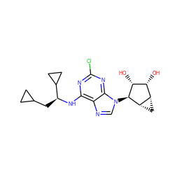 O[C@@H]1[C@H](O)[C@@H]2C[C@@H]2[C@H]1n1cnc2c(N[C@@H](CC3CC3)C3CC3)nc(Cl)nc21 ZINC000095556938