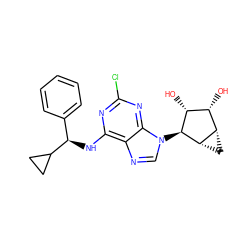 O[C@@H]1[C@H](O)[C@@H]2C[C@@H]2[C@H]1n1cnc2c(N[C@H](c3ccccc3)C3CC3)nc(Cl)nc21 ZINC000095552654