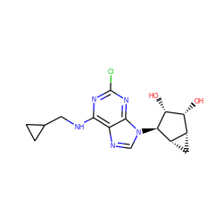 O[C@@H]1[C@H](O)[C@@H]2C[C@@H]2[C@H]1n1cnc2c(NCC3CC3)nc(Cl)nc21 ZINC000084605378