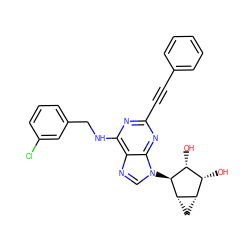 O[C@@H]1[C@H](O)[C@@H]2C[C@@H]2[C@H]1n1cnc2c(NCc3cccc(Cl)c3)nc(C#Cc3ccccc3)nc21 ZINC000084689656