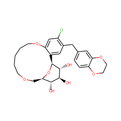 O[C@@H]1[C@H]2COCCCCCOc3cc(Cl)c(Cc4ccc5c(c4)OCCO5)cc3[C@H](O2)[C@H](O)[C@H]1O ZINC000072116348