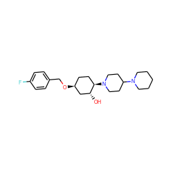 O[C@@H]1C[C@@H](OCc2ccc(F)cc2)CC[C@H]1N1CCC(N2CCCCC2)CC1 ZINC000473107137