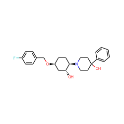 O[C@@H]1C[C@@H](OCc2ccc(F)cc2)CC[C@H]1N1CCC(O)(c2ccccc2)CC1 ZINC000473110326