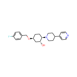 O[C@@H]1C[C@@H](OCc2ccc(F)cc2)CC[C@H]1N1CCC(c2ccncc2)CC1 ZINC000473096940