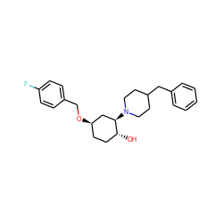 O[C@@H]1CC[C@@H](OCc2ccc(F)cc2)C[C@H]1N1CCC(Cc2ccccc2)CC1 ZINC000473097091