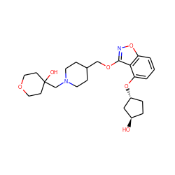 O[C@@H]1CC[C@@H](Oc2cccc3onc(OCC4CCN(CC5(O)CCOCC5)CC4)c23)C1 ZINC000095572822