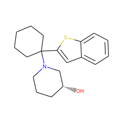 O[C@@H]1CCCN(C2(c3cc4ccccc4s3)CCCCC2)C1 ZINC000013606650