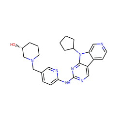 O[C@@H]1CCCN(Cc2ccc(Nc3ncc4c5ccncc5n(C5CCCC5)c4n3)nc2)C1 ZINC000117680506