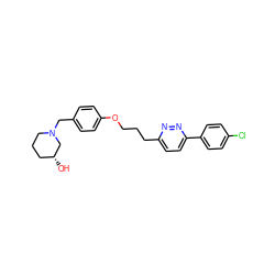 O[C@@H]1CCCN(Cc2ccc(OCCCc3ccc(-c4ccc(Cl)cc4)nn3)cc2)C1 ZINC000473107800