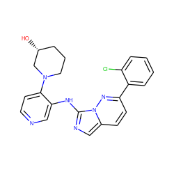 O[C@@H]1CCCN(c2ccncc2Nc2ncc3ccc(-c4ccccc4Cl)nn23)C1 ZINC000144801019