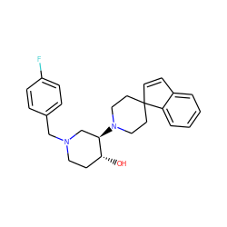 O[C@@H]1CCN(Cc2ccc(F)cc2)C[C@H]1N1CCC2(C=Cc3ccccc32)CC1 ZINC000022877175