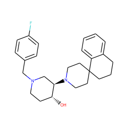 O[C@@H]1CCN(Cc2ccc(F)cc2)C[C@H]1N1CCC2(CCCc3ccccc32)CC1 ZINC000022937430