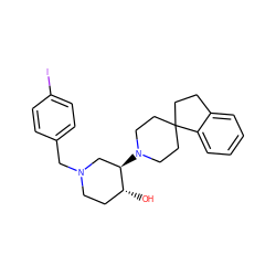 O[C@@H]1CCN(Cc2ccc(I)cc2)C[C@H]1N1CCC2(CCc3ccccc32)CC1 ZINC000022937413