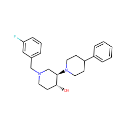 O[C@@H]1CCN(Cc2cccc(F)c2)C[C@H]1N1CCC(c2ccccc2)CC1 ZINC000096900120