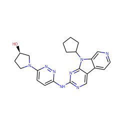 O[C@@H]1CCN(c2ccc(Nc3ncc4c5ccncc5n(C5CCCC5)c4n3)nn2)C1 ZINC000147171970