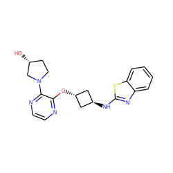 O[C@@H]1CCN(c2nccnc2O[C@H]2C[C@H](Nc3nc4ccccc4s3)C2)C1 ZINC000146197616