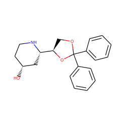 O[C@@H]1CCN[C@H]([C@H]2COC(c3ccccc3)(c3ccccc3)O2)C1 ZINC000049802633