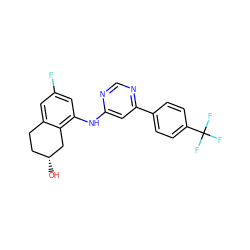 O[C@@H]1CCc2cc(F)cc(Nc3cc(-c4ccc(C(F)(F)F)cc4)ncn3)c2C1 ZINC000029127328