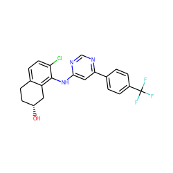 O[C@@H]1CCc2ccc(Cl)c(Nc3cc(-c4ccc(C(F)(F)F)cc4)ncn3)c2C1 ZINC000029127333