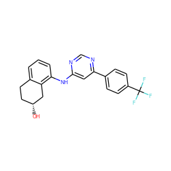 O[C@@H]1CCc2cccc(Nc3cc(-c4ccc(C(F)(F)F)cc4)ncn3)c2C1 ZINC000029127392