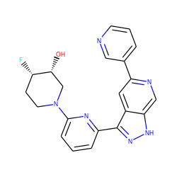 O[C@@H]1CN(c2cccc(-c3n[nH]c4cnc(-c5cccnc5)cc34)n2)CC[C@@H]1F ZINC000205262766