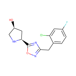 O[C@@H]1CN[C@H](c2nc(Cc3ccc(F)cc3Cl)no2)C1 ZINC000131754412