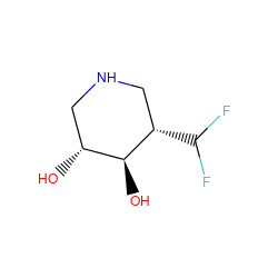 O[C@@H]1CNC[C@H](C(F)F)[C@H]1O ZINC000116707334